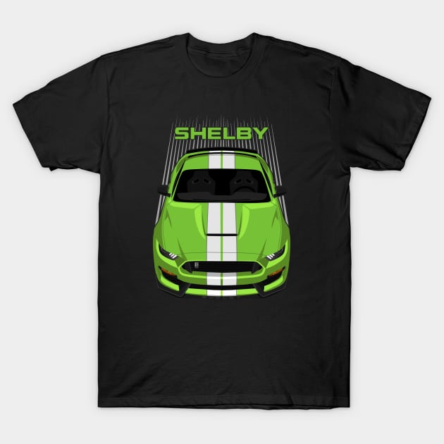 Ford Mustang Shelby GT350 2015 - 2020 - Grabber Lime - White Stripes T-Shirt by V8social